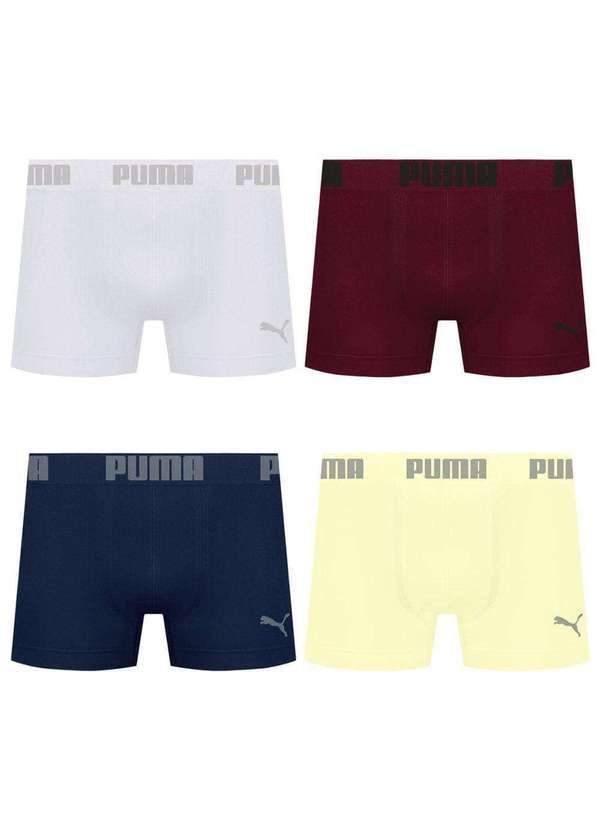 Puma - Kit 4 Cuecas Puma Boxer sem Costura Masculina Multicores