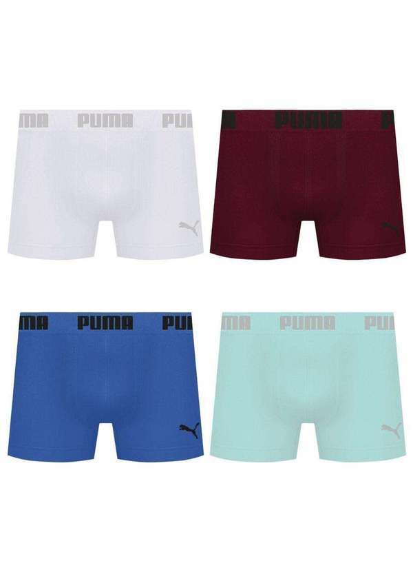 Puma - Kit 4 Cuecas Puma Boxer sem Costura Masculina Multicores