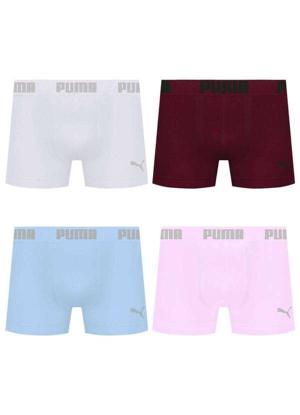 Puma - Kit 4 Cuecas Puma Boxer sem Costura Masculina Multicores