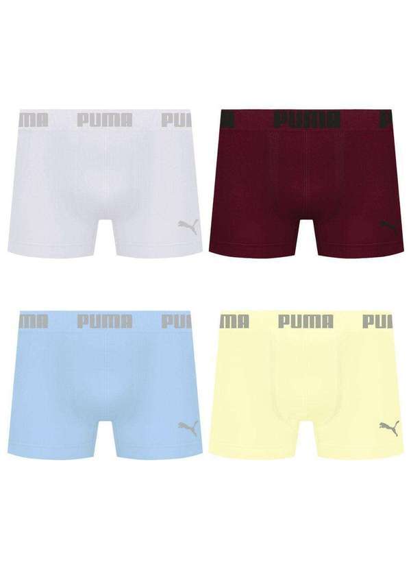 Puma - Kit 4 Cuecas Puma Boxer sem Costura Masculina Multicores