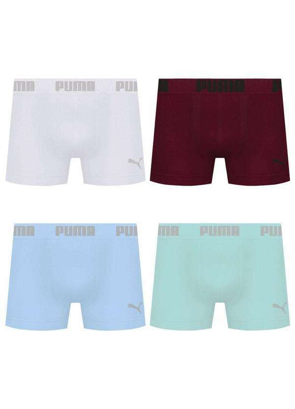 Puma - Kit 4 Cuecas Puma Boxer sem Costura Masculina Multicores