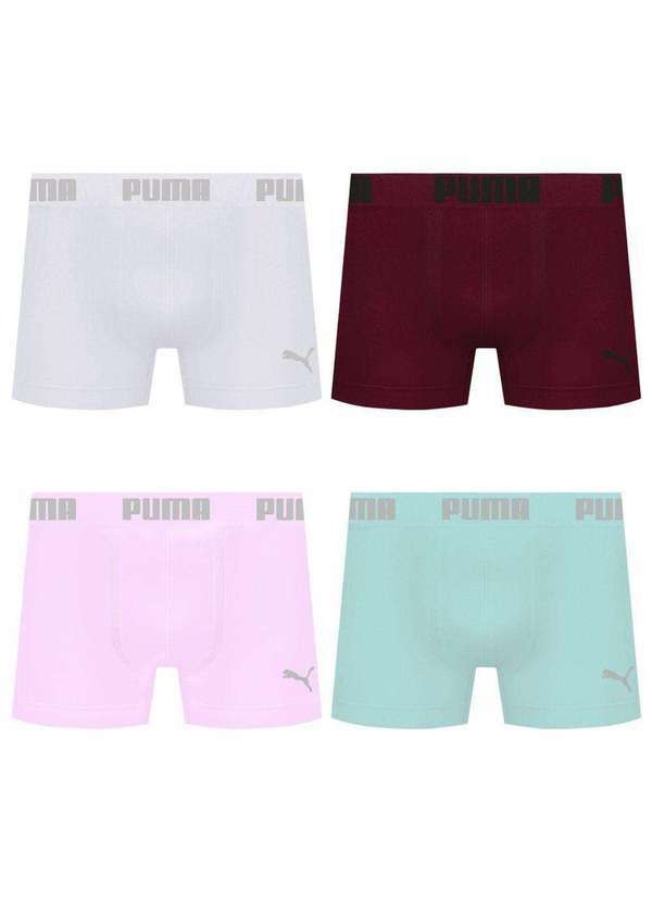 Puma - Kit 4 Cuecas Puma Boxer sem Costura Masculina Multicores