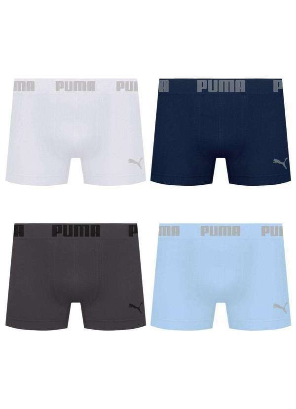 Puma - Kit 4 Cuecas Puma Boxer sem Costura Masculina Multicores