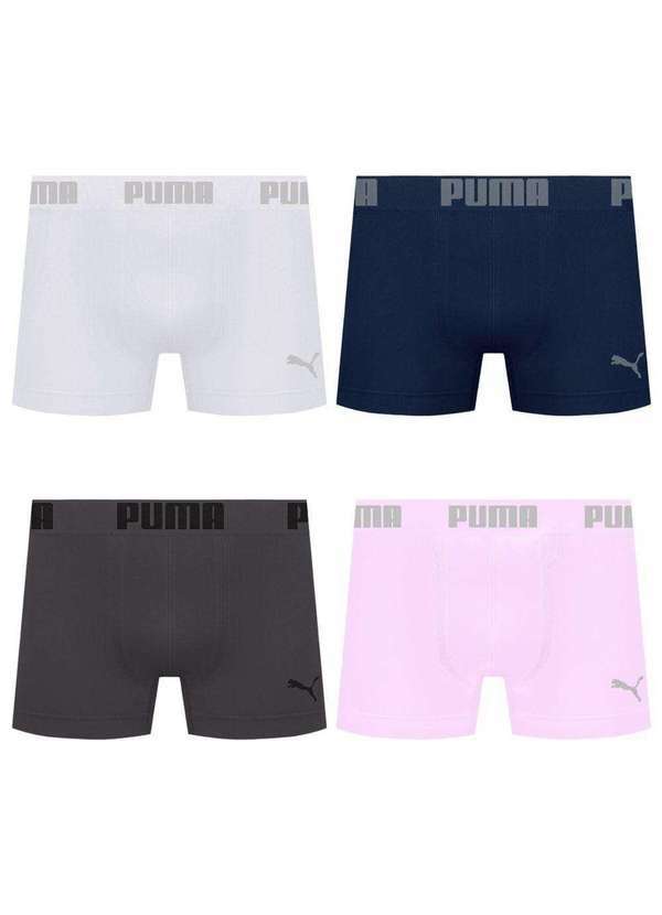Puma - Kit 4 Cuecas Puma Boxer sem Costura Masculina Multicores