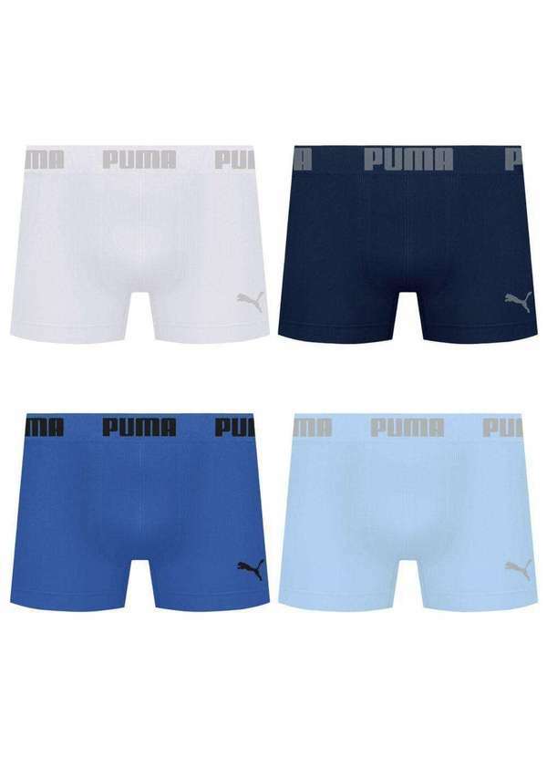 Puma - Kit 4 Cuecas Puma Boxer sem Costura Masculina Multicores