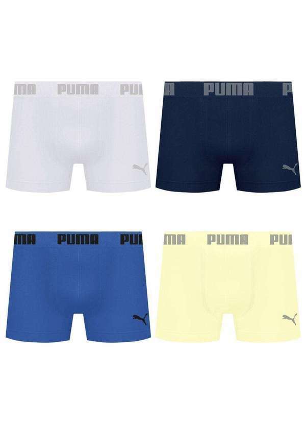 Puma - Kit 4 Cuecas Puma Boxer sem Costura Masculina Multicores