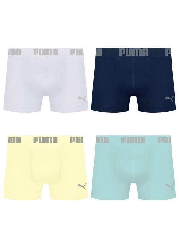 Puma - Kit 4 Cuecas Puma Boxer sem Costura Masculina Multicores