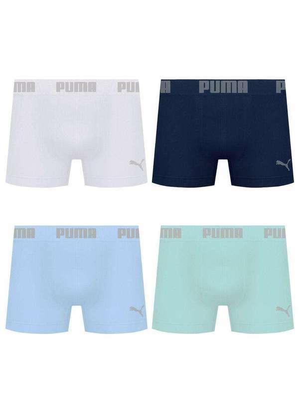 Puma - Kit 4 Cuecas Puma Boxer sem Costura Masculina Multicores