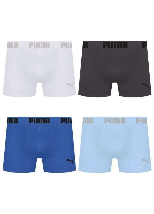 Puma - Kit 4 Cuecas Puma Boxer sem Costura Masculina Multicores