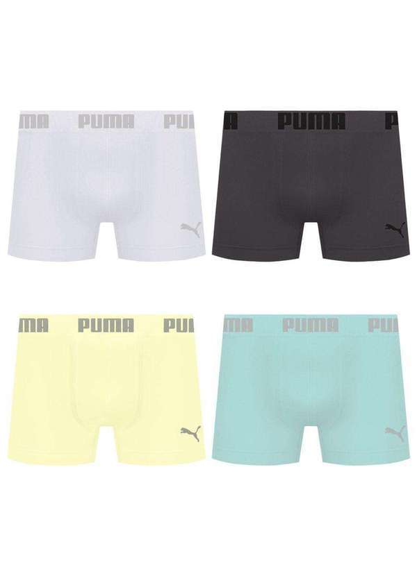 Puma - Kit 4 Cuecas Puma Boxer sem Costura Masculina Multicores