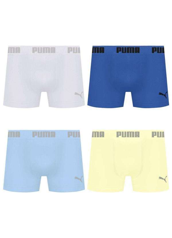Puma - Kit 4 Cuecas Puma Boxer sem Costura Masculina Multicores