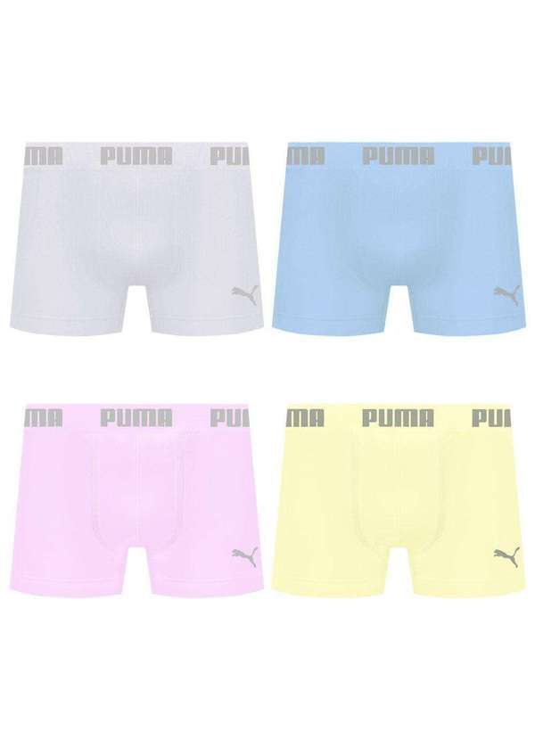 Puma - Kit 4 Cuecas Puma Boxer sem Costura Masculina Multicores