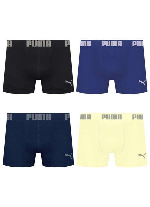 Puma - Kit 4 Cuecas Puma Boxer sem Costura Masculina Multicores