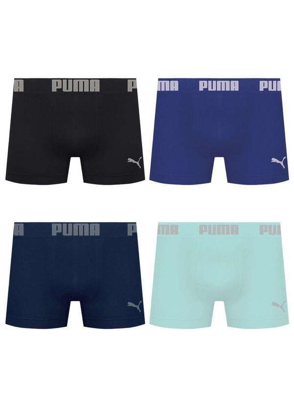 Puma - Kit 4 Cuecas Puma Boxer sem Costura Masculina Multicores