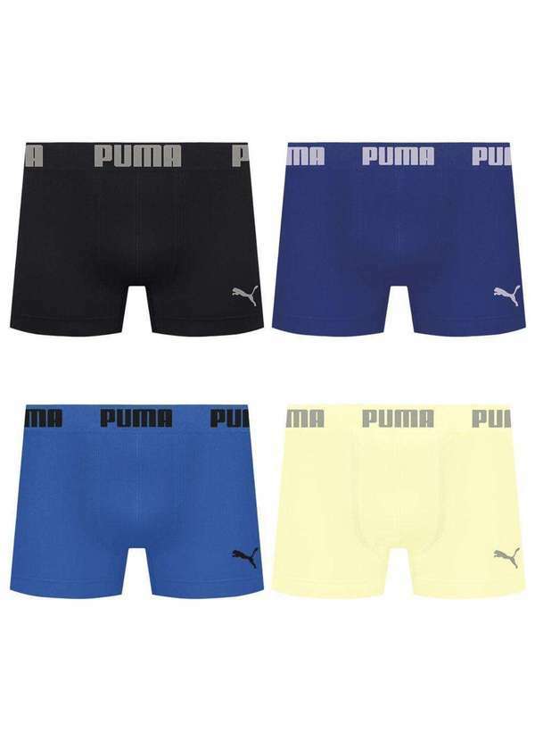 Puma - Kit 4 Cuecas Puma Boxer sem Costura Masculina Multicores