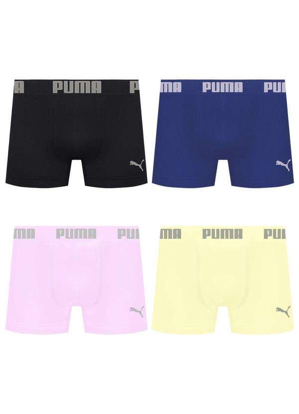 Puma - Kit 4 Cuecas Puma Boxer sem Costura Masculina Multicores