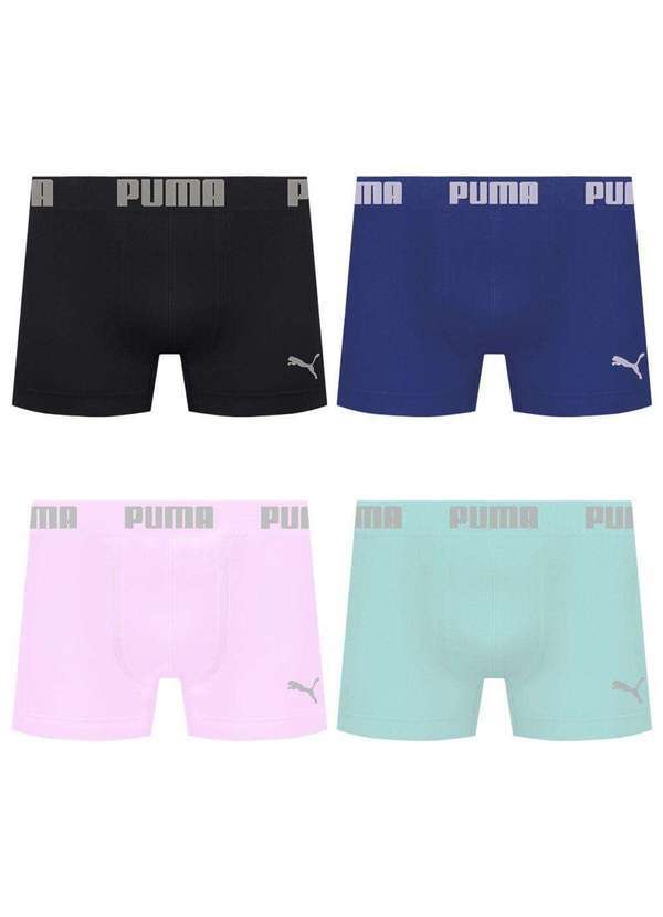 Puma - Kit 4 Cuecas Puma Boxer sem Costura Masculina Multicores