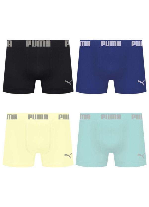 Puma - Kit 4 Cuecas Puma Boxer sem Costura Masculina Multicores