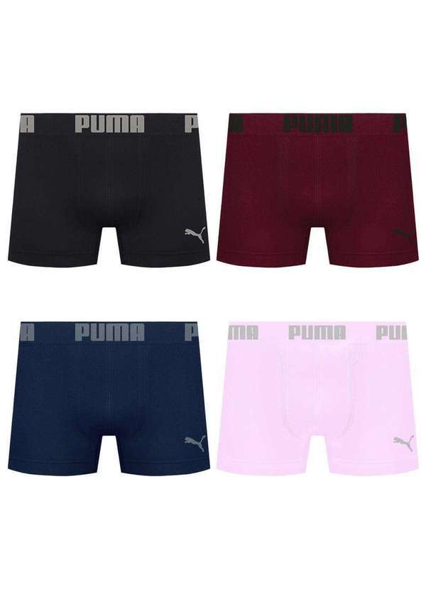 Puma - Kit 4 Cuecas Puma Boxer sem Costura Masculina Multicores