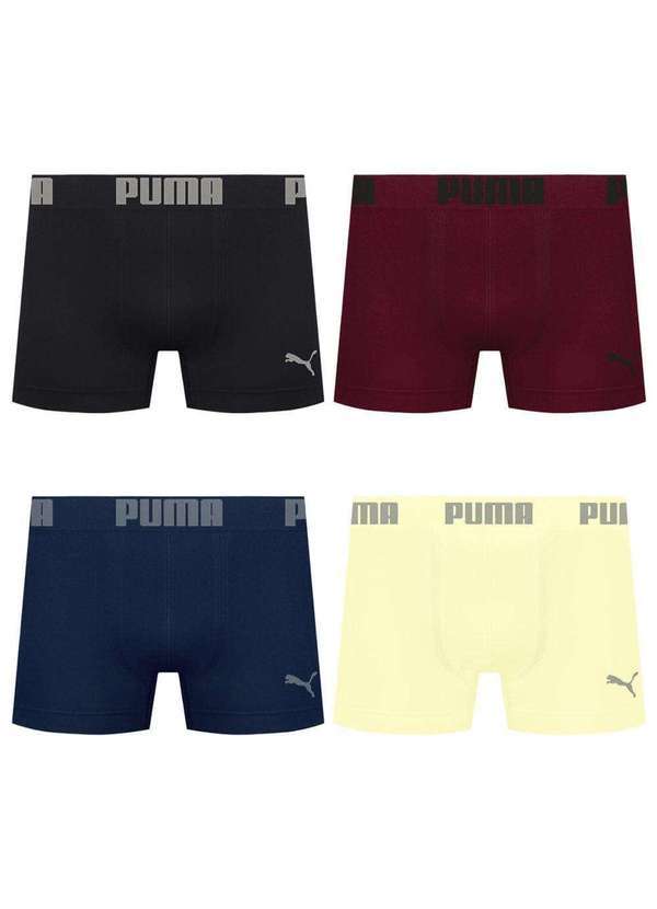 Puma - Kit 4 Cuecas Puma Boxer sem Costura Masculina Multicores