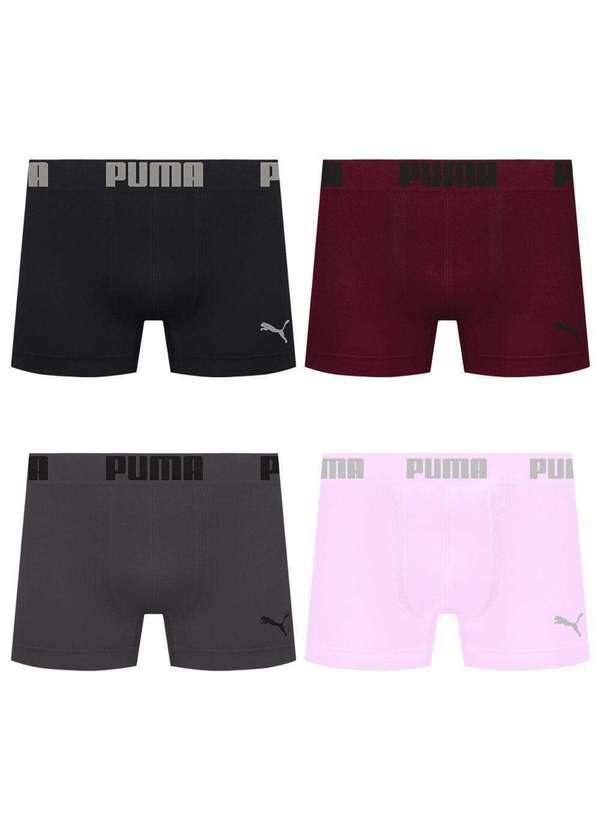 Puma - Kit 4 Cuecas Puma Boxer sem Costura Masculina Multicores