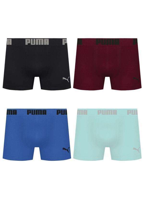 Puma - Kit 4 Cuecas Puma Boxer sem Costura Masculina Multicores