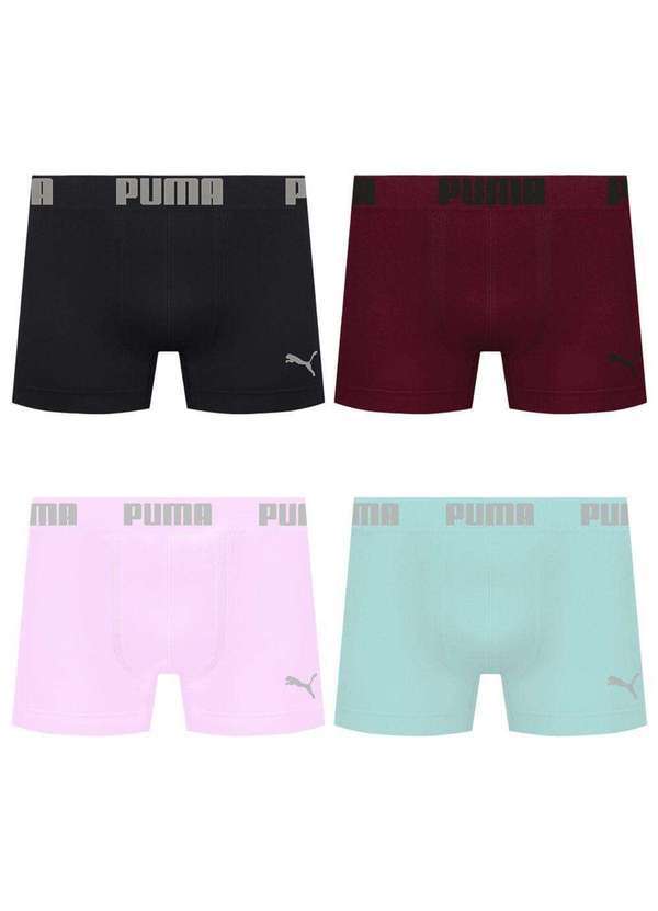 Puma - Kit 4 Cuecas Puma Boxer sem Costura Masculina Multicores