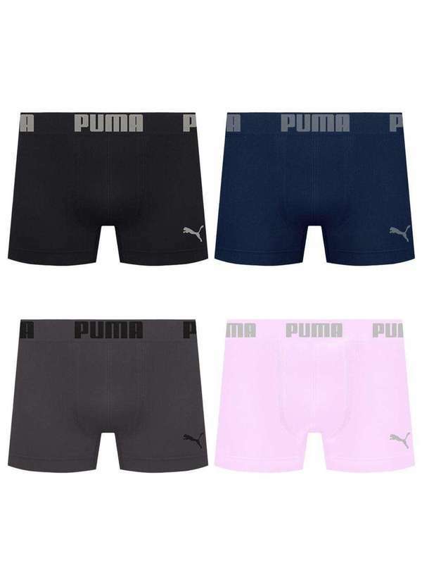 Puma - Kit 4 Cuecas Puma Boxer sem Costura Masculina Multicores