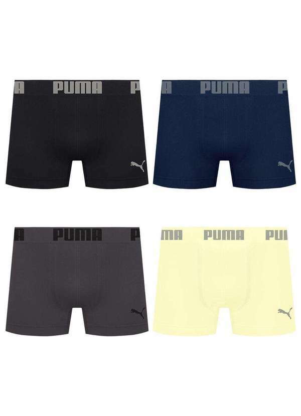 Puma - Kit 4 Cuecas Puma Boxer sem Costura Masculina Multicores