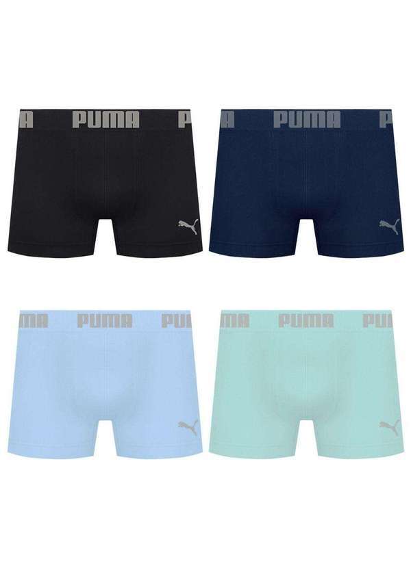 Puma - Kit 4 Cuecas Puma Boxer sem Costura Masculina Multicores