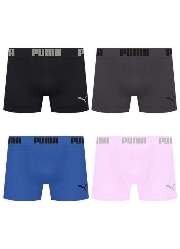 Puma - Kit 4 Cuecas Puma Boxer sem Costura Masculina Multicores