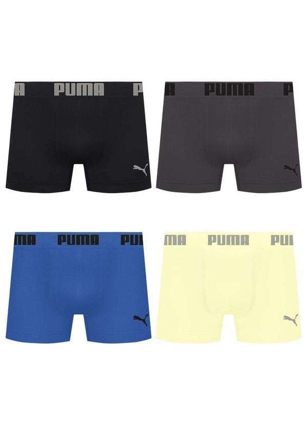 Puma - Kit 4 Cuecas Puma Boxer sem Costura Masculina Multicores