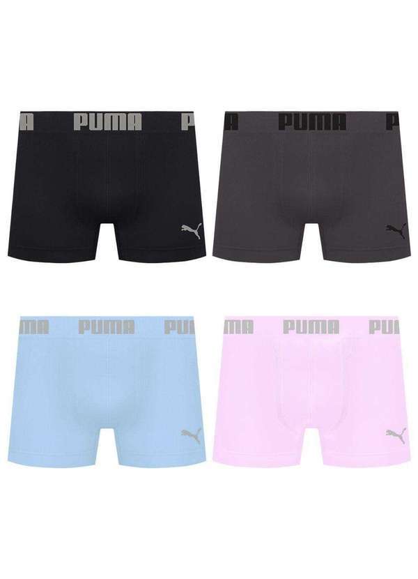 Puma - Kit 4 Cuecas Puma Boxer sem Costura Masculina Multicores