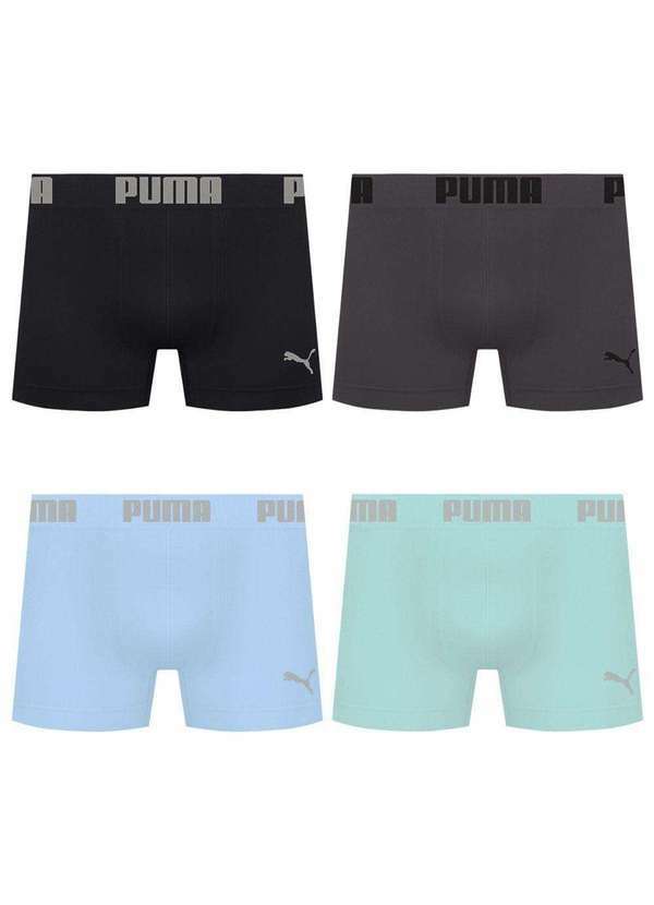 Puma - Kit 4 Cuecas Puma Boxer sem Costura Masculina Multicores