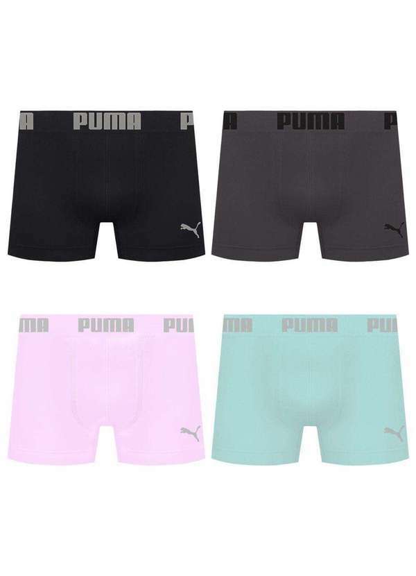 Puma - Kit 4 Cuecas Puma Boxer sem Costura Masculina Multicores