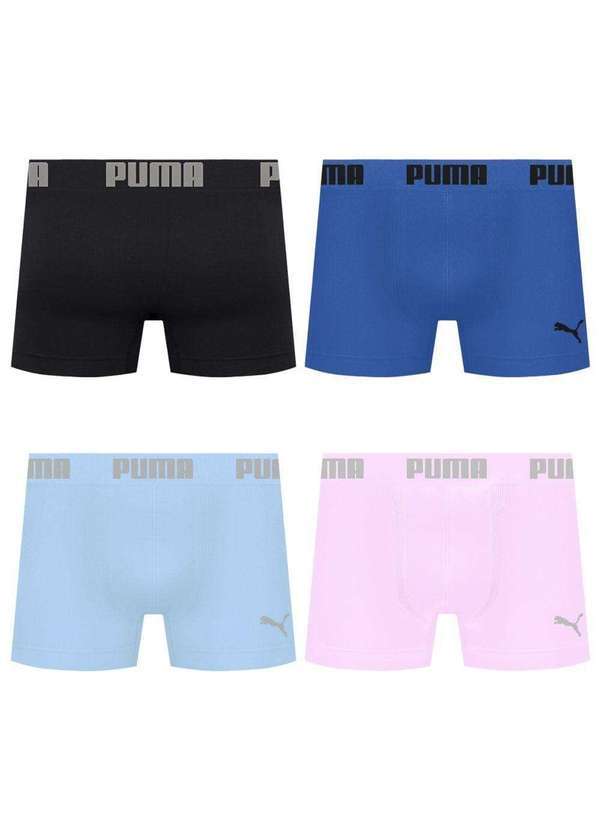 Puma - Kit 4 Cuecas Puma Boxer sem Costura Masculina Multicores