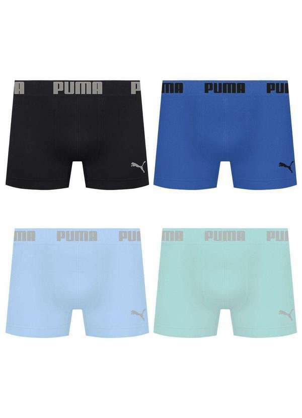 Puma - Kit 4 Cuecas Puma Boxer sem Costura Masculina Multicores