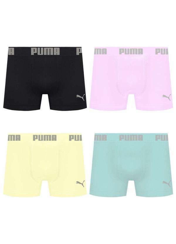 Puma - Kit 4 Cuecas Puma Boxer sem Costura Masculina Multicores