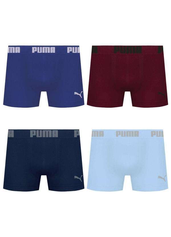 Puma - Kit 4 Cuecas Puma Boxer sem Costura Masculina Multicores