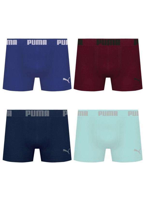 Puma - Kit 4 Cuecas Puma Boxer sem Costura Masculina Multicores