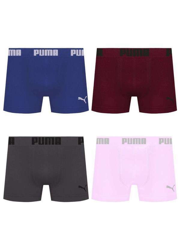 Puma - Kit 4 Cuecas Puma Boxer sem Costura Masculina Multicores