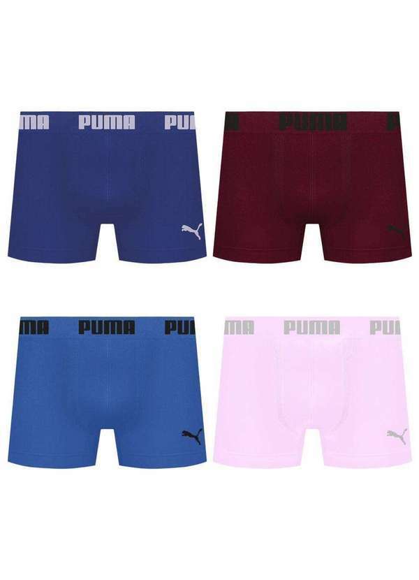 Puma - Kit 4 Cuecas Puma Boxer sem Costura Masculina Multicores