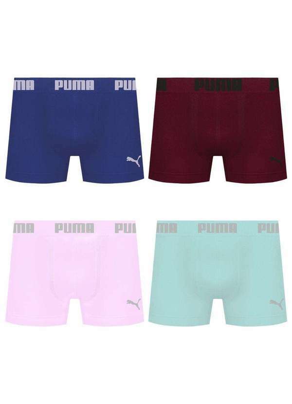 Puma - Kit 4 Cuecas Puma Boxer sem Costura Masculina Multicores