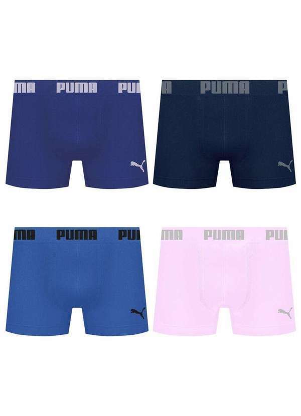 Puma - Kit 4 Cuecas Puma Boxer sem Costura Masculina Multicores