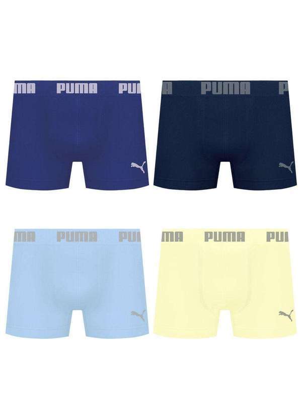 Puma - Kit 4 Cuecas Puma Boxer sem Costura Masculina Multicores