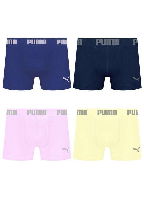 Puma - Kit 4 Cuecas Puma Boxer sem Costura Masculina Multicores