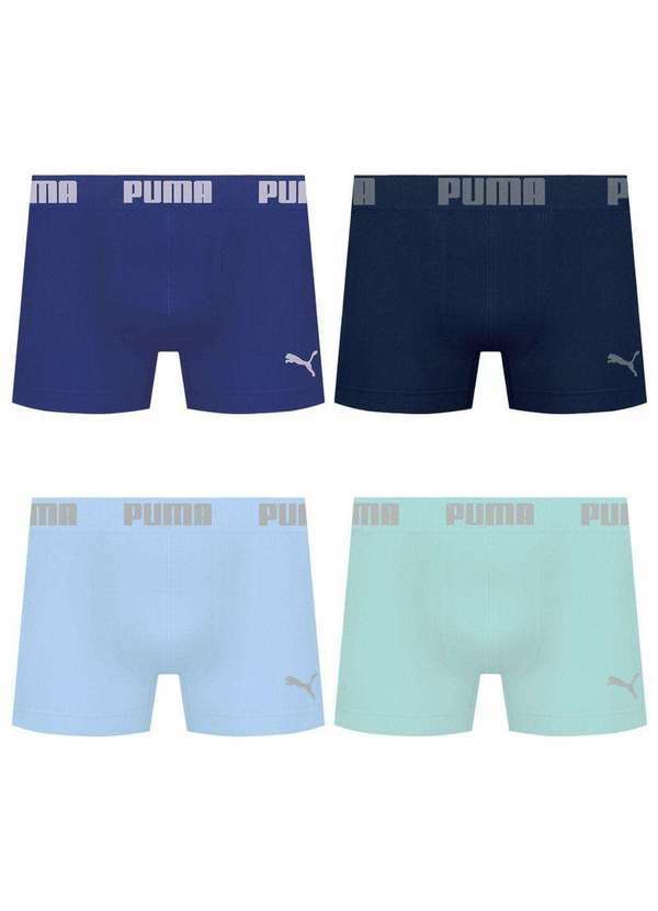 Puma - Kit 4 Cuecas Puma Boxer sem Costura Masculina Multicores