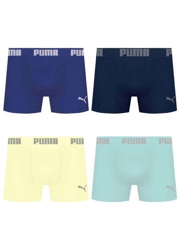Puma - Kit 4 Cuecas Puma Boxer sem Costura Masculina Multicores