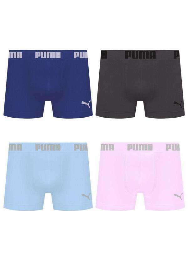 Puma - Kit 4 Cuecas Puma Boxer sem Costura Masculina Multicores