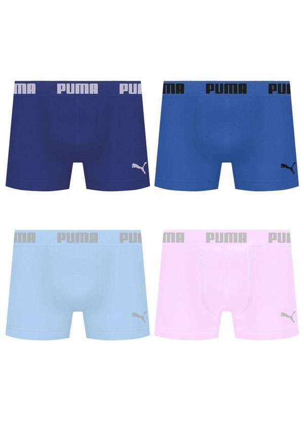 Puma - Kit 4 Cuecas Puma Boxer sem Costura Masculina Multicores
